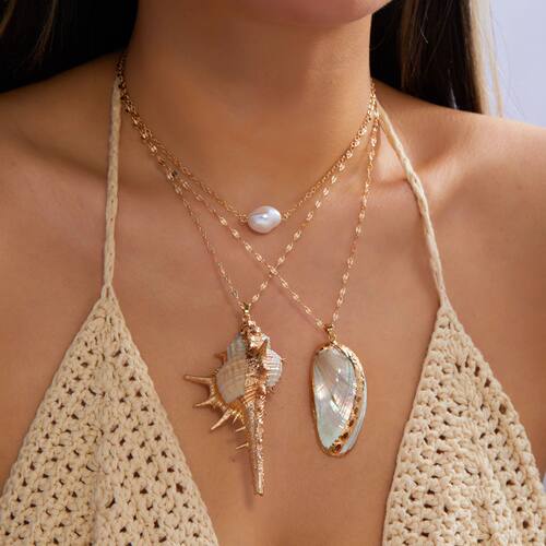 Bohemia Summer Starfish Shell Pearl Pendant Necklace For Wom