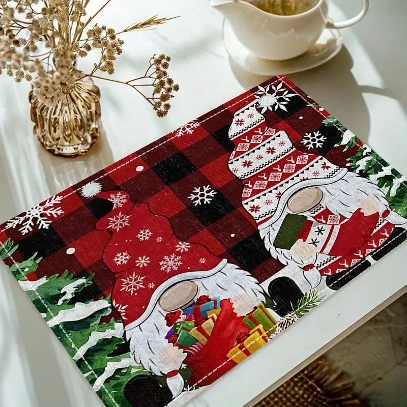 Christmas Snowman Linen Place Mats for Dining Table Mats Kit