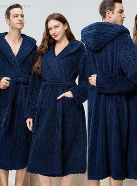 Couple Coral Fleece Bathrobe Gown Winter New Thicken Sleepwe