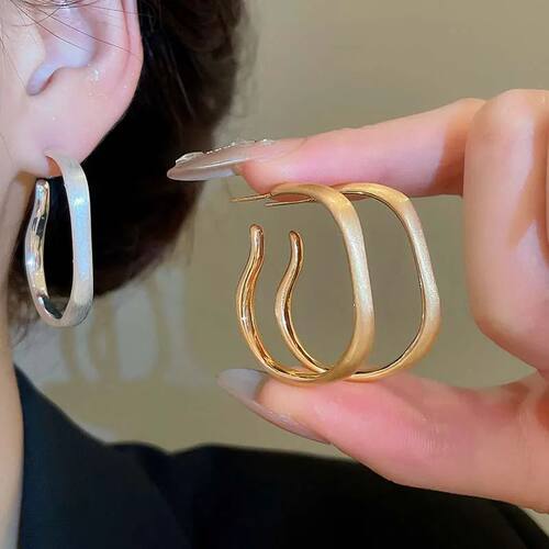 Fashion Matte Irregular Hoop Earrings for Women Simple Gold