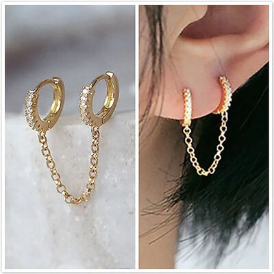 One PCS Hot Sale Two Hole Piercing Earrings for Women Brilli