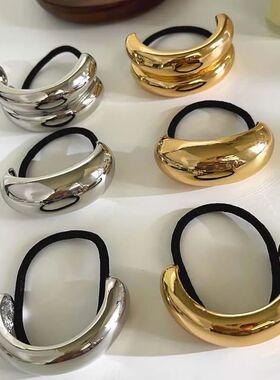 2026 New Metal Smooth Elastic Hair Loop Hairband tail Hair P