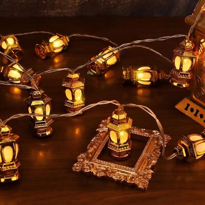 1pc 1.5M/3M Golden Retro Palace Lamp String, Battery Powered