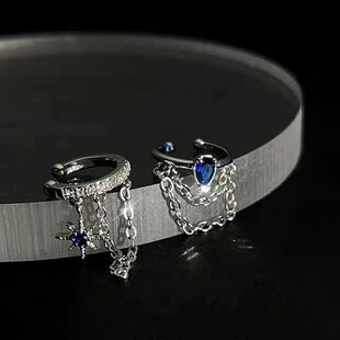 Fashion Zircon Sapphire Tassel Ear Cuff No Piercing Earring