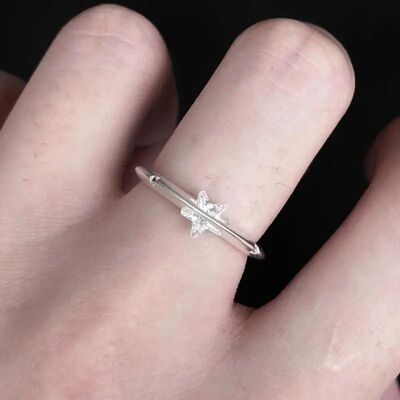 New Frosted Zircon Ring Neutral Star Adjustable Open Ring Un