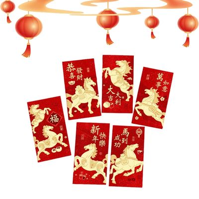 Red Envelopes For Money 2026 Year Of The Horse Gold Foil Emb