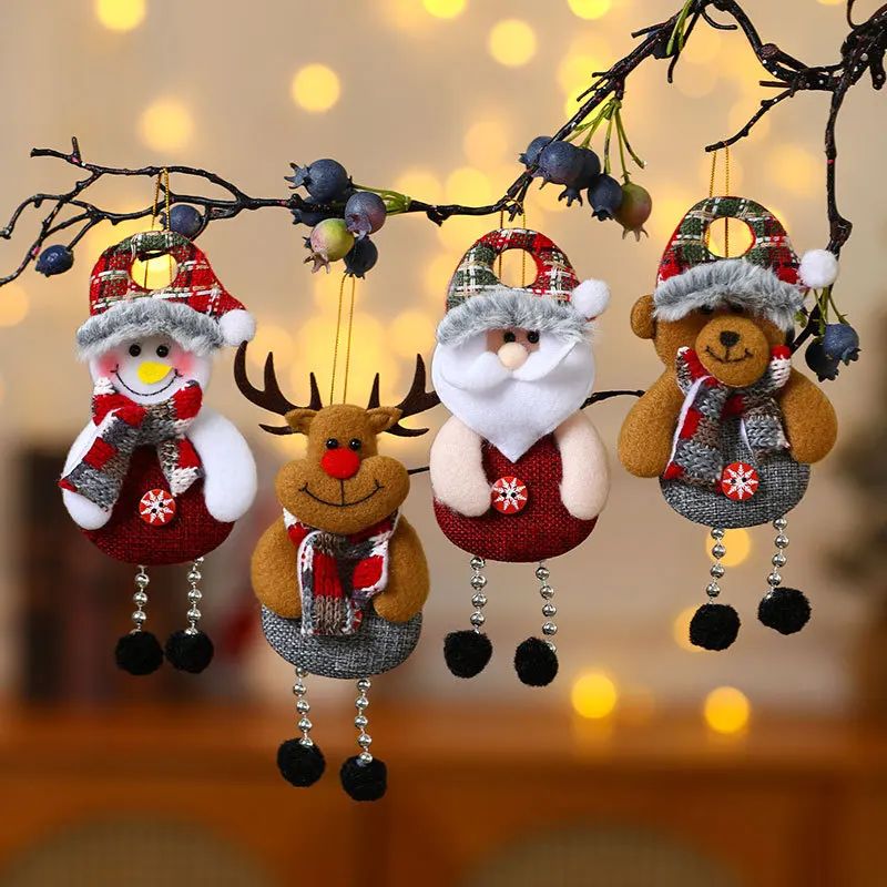 4Pcs 3D Vintage Ornaments - Hanging Christmas e Decor with S