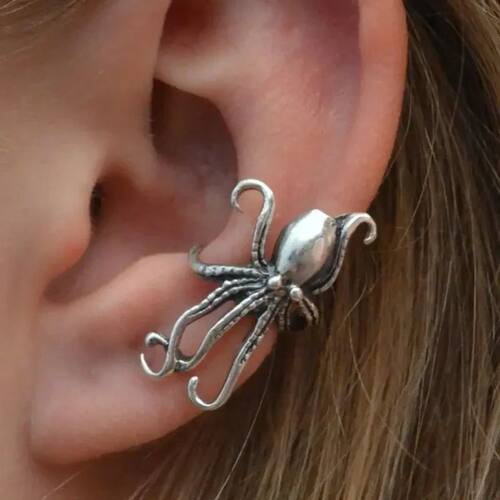 Vintage Octopus Design Ear Cuff Bohemian Ocean Style Silver