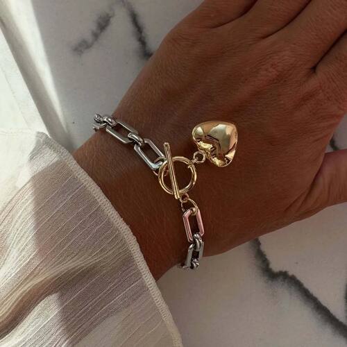 ndy Hollow Heart Pendant Earrings Necklace Bracelet Sets for
