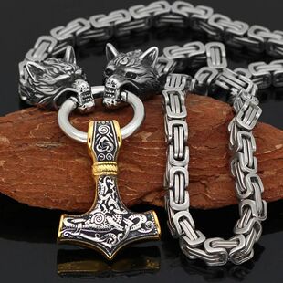 Viking Necklace Wolf Rune Amulet Gothic Jewelry for Men 316L
