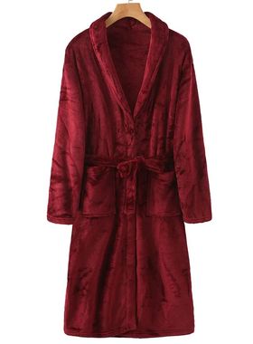 Winter Flannel Women Robe Kimono Bath Gown Thicken Coral Fle