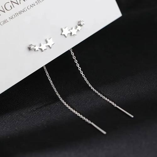 Long Wire Drop Ear Earrings Star Beads Straight Tassel Earri