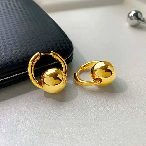 Simple Fashion Golden Color Ball Earrings Semi-Circle Thick