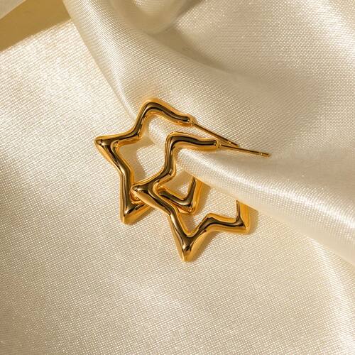 Vintage Gold Color Plated Bold Star Hoops Earring for Women