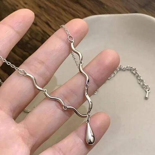 Adjustable Water Droplet Necklace, Hypoallergenic Irregular