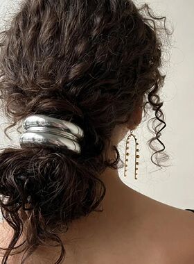 Punk Double-Layer C-Shape Metal Hair Bands Elastic Hair Scru