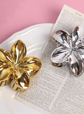 Fashion Metal Gold Silver Color Flower Hair Claw for Women L