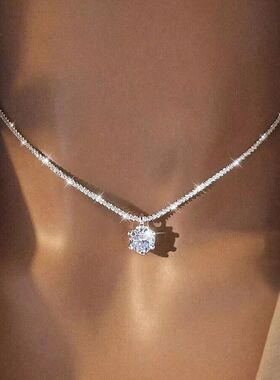 White Moissanite Solitaire Pendant 925 Silver Sparkling Clav