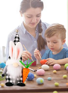 Easter Gnome Home Decoration Buffalo Plaid Rabbit Plush Doll