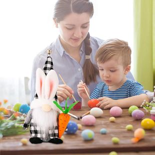 Easter Gnome Home Decoration Buffalo Plaid Rabbit Plush Doll