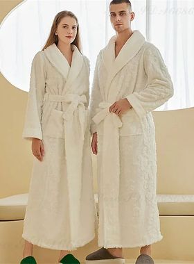 Autumn Winter Luxury Kimono Bathrobe Gown Couple Thick Flann