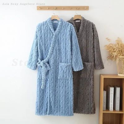 Flannel Lovers Robe Sleepwear Absorbent Bathrobe Kimono Gown