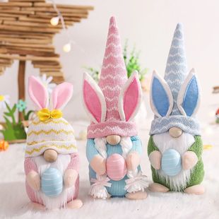 3pcs Easter Bunny Gnome with Easter Egg-Handmade Gnome Facel