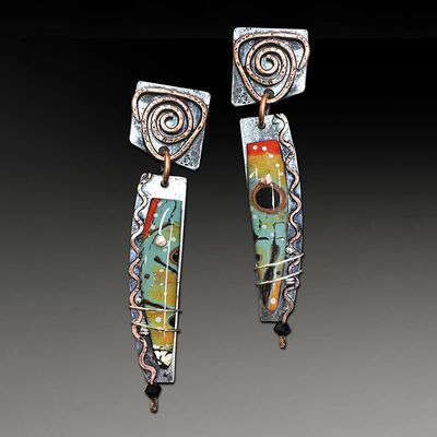 Vintage Tribal Spiral Dangle Earrings for Women Metal Geomet