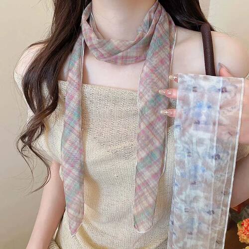 Sweet Mesh Printed Scarf Necklace for Women Girls New Elegan