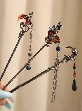 Vintage Flower Tassel Hairpin for Women Girl Chinese Style B
