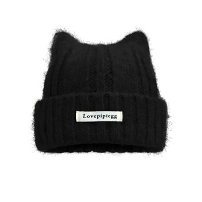 Cute Elastic Knitted Woolen Cap Cat Ear Windproof Beanie Hat