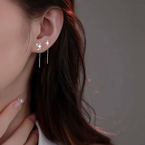 Fashion Silver Color Star Earring for Women Girl Simple Tass
