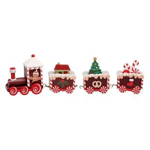 Knots Wooden Christmas Painted Decoration Train