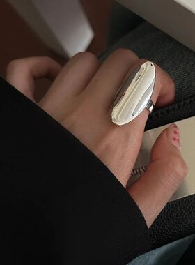 Punk Simple Glossy Large Oval Opening Rings for Women Men Pe
