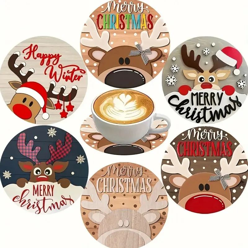 Christmas Gnome Coaster Set - 6PCS Heat-Resistant Wooden Hol