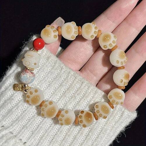 Cute Caramel Cat Sweet Claws Attract Wealth Cat Bead Bracele