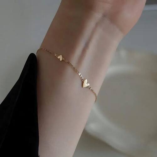 Stainless Steel Gold Color Love Heart Bracelet for Women Gir