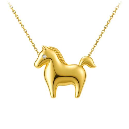Charming Horse Pendant Necklace with Polished Gold Finish Wo
