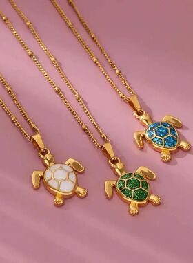 Colored Turtle Pendant Necklace for Women Summer Beach Femal