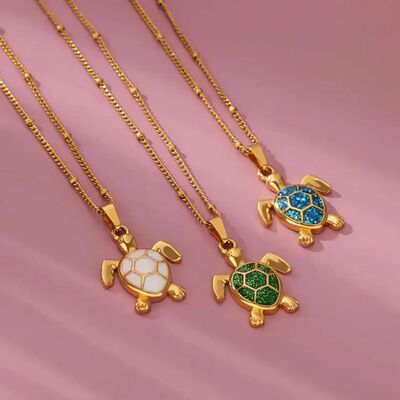 Colored Turtle Pendant Necklace for Women Summer Beach Femal