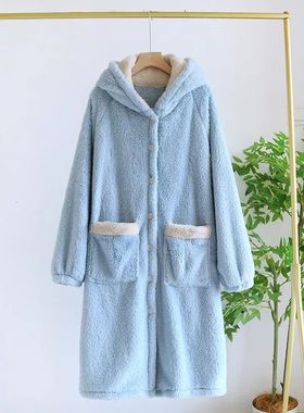 Sexy Flannel Bathrobe Loose Sleepwear Thickened Coral Fleece