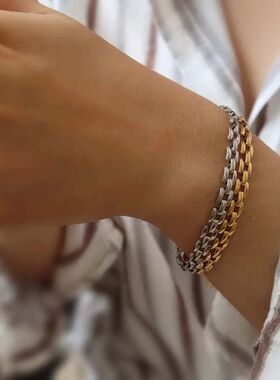 Fashion Link Chain Stainless Steel Bangle Bracelet for Women