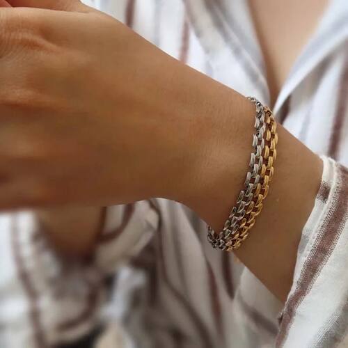 Fashion Link Chain Stainless Steel Bangle Bracelet for Women