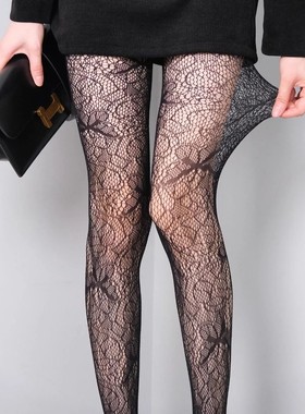 New Pattern Tights Vintage Style Thin Nylon Jacquard Fishnet