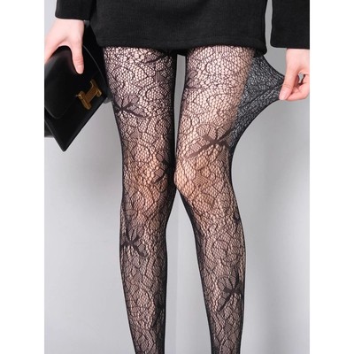 New Pattern Tights Vintage Style Thin Nylon Jacquard Fishnet