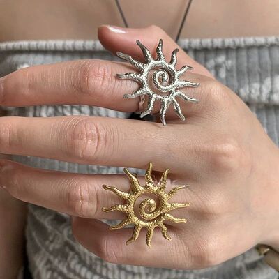 ndy Irregular Hollow Vortex Sun Open Metal Ring For Men Wome