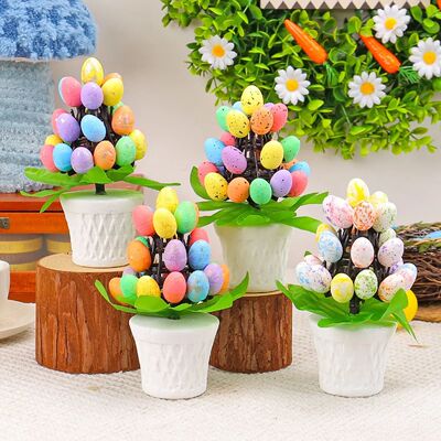 Easer Day Colorful Eggs Arificial Plan Bonsai Creaive Speckl
