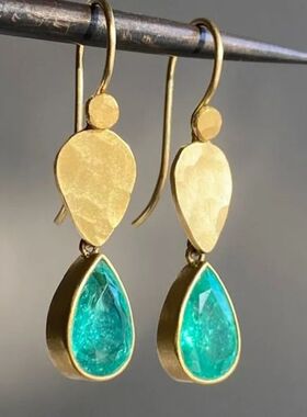 Exquisite Waterdrop Geometry Gold Color Earrings for Women M