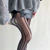 Fishnet Sexy Women Hollow Lace Lolita Solid Stockings Out