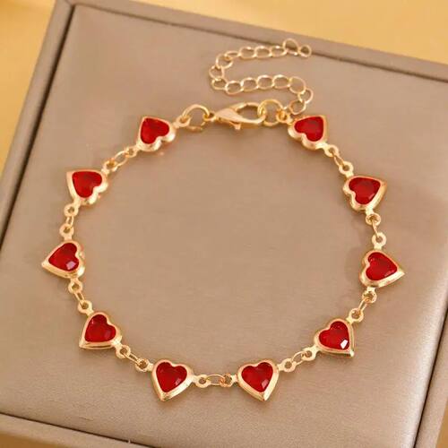 Exquisite Colored Glass Crystal Heart Bracelet for Women Rom